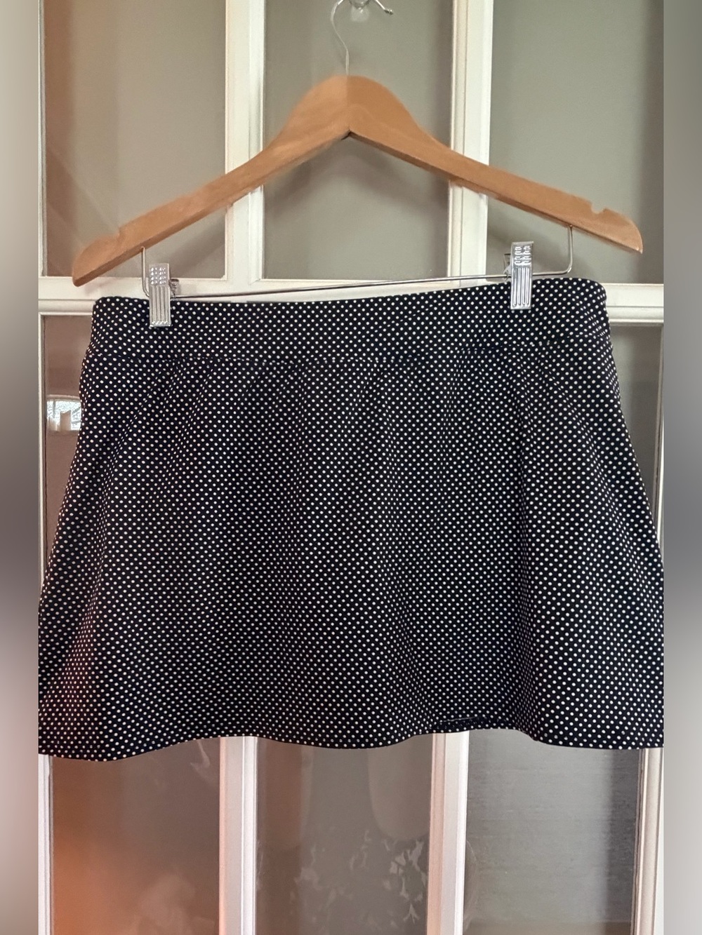 Lands' End Black and White Polka Dot Swim skirt 12